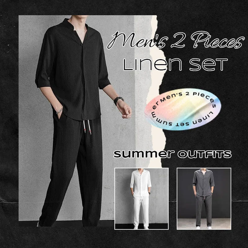 Sommerliches 2-Stücke-Herren-Leinen-Outfits
