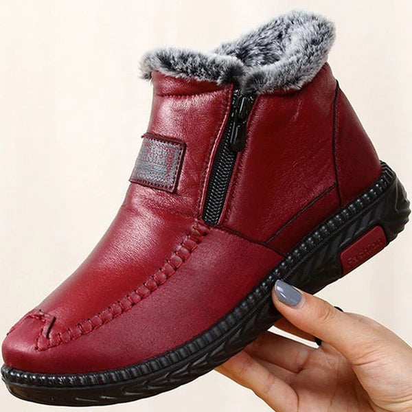 🔥🌷Wasserdichte, rutschfeste Baumwoll-Lederstiefel für Damen👢💃