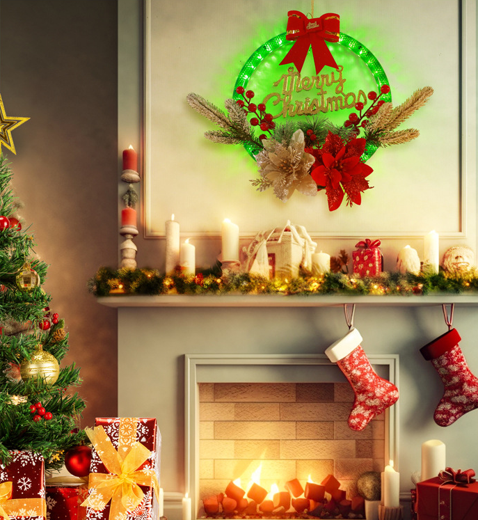 🎁 Weihnachtskranzdekorationen mit LED-Lichtern💥